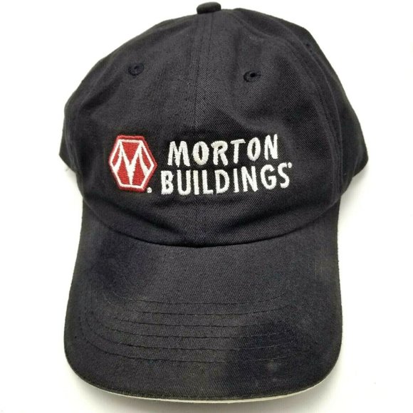 Morton Buildings Hat Cap Strapback Black Airplane Hangars Horse Barns Farm - Picture 1 of 6